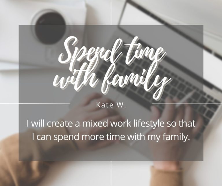 I will create a mixed work lifestyle so that I can spend more time with my family.